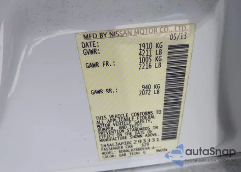 2013 Nissan Altima 2.5 S from USA, damaged, VIN 1N4AL3AP1DC293331
